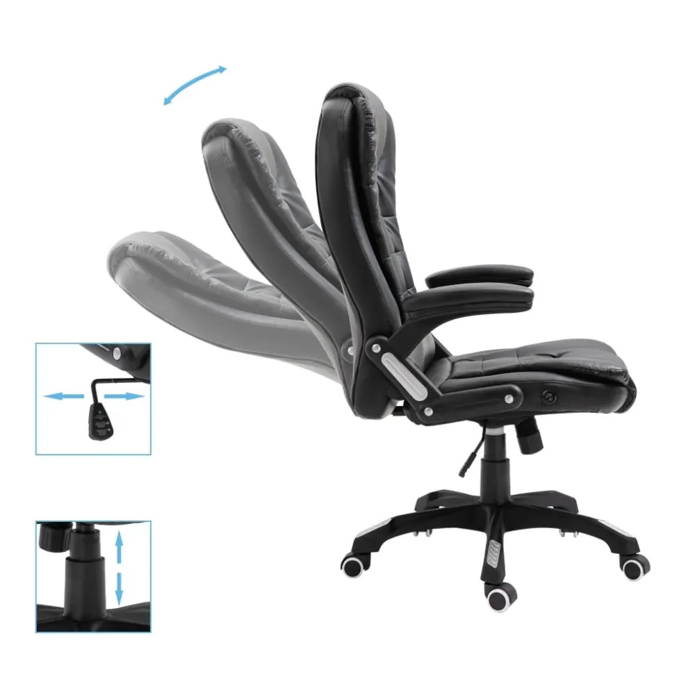 Chaise fauteuil siège de bureau informatique étude similicuir noir 02_0024044