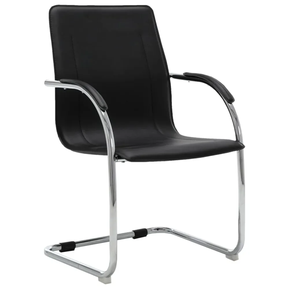 Chaise fauteuil siège de bureau informatique étude cantilever similicuir noir 02_0023995