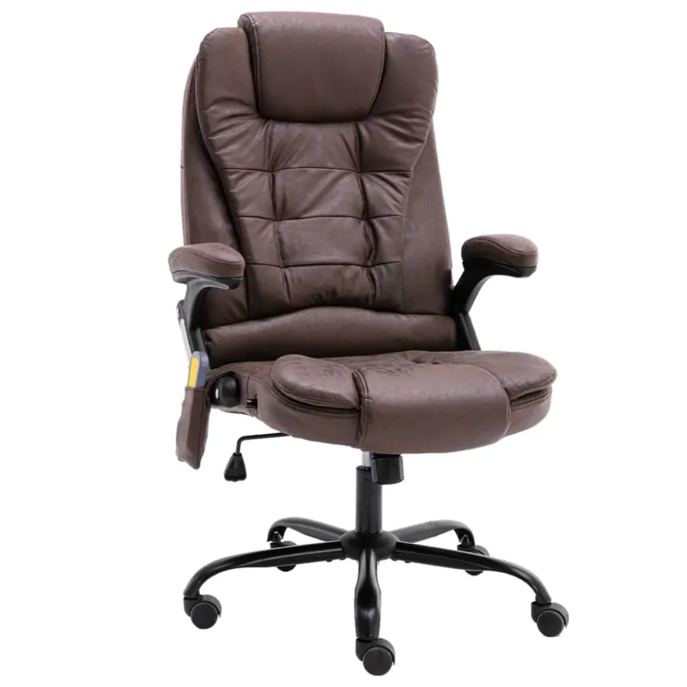 Chaise fauteuil siège de bureau informatique étude de massage obscur similicuir daim brun 02_0024013