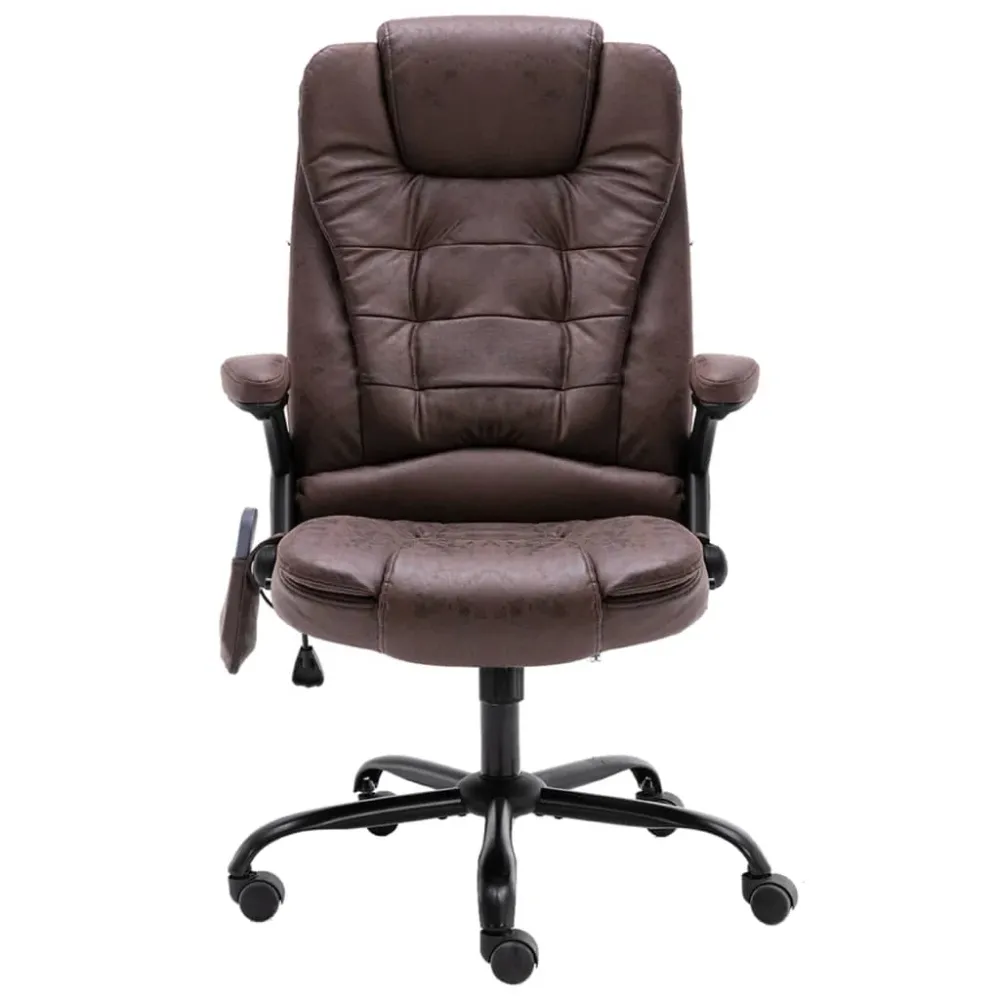 Chaise fauteuil siège de bureau informatique étude de massage obscur similicuir daim brun 02_0024013