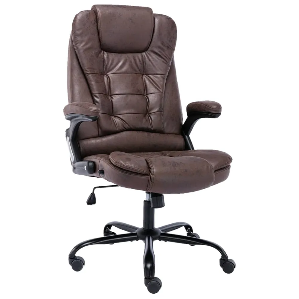 Chaise fauteuil siège de bureau informatique étude sombre similicuir daim brun 02_0024030