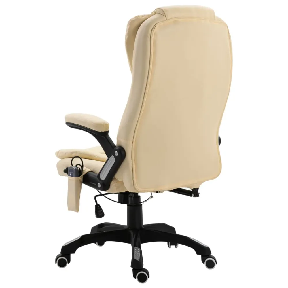 Chaise fauteuil siège de bureau informatique étude de massage similicuir crème 02_0024007