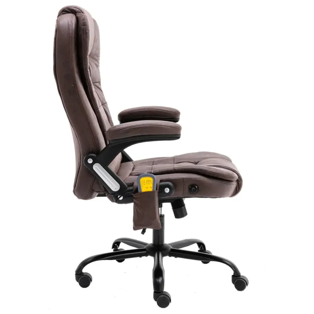 Chaise fauteuil siège de bureau informatique étude de massage noir similicuir daim brun 02_0024013