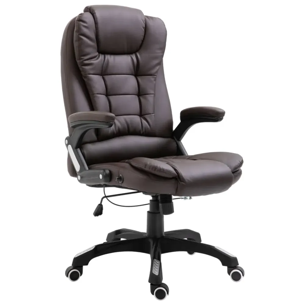 Chaise fauteuil siège de bureau informatique étude similicuir brun 02_0024032