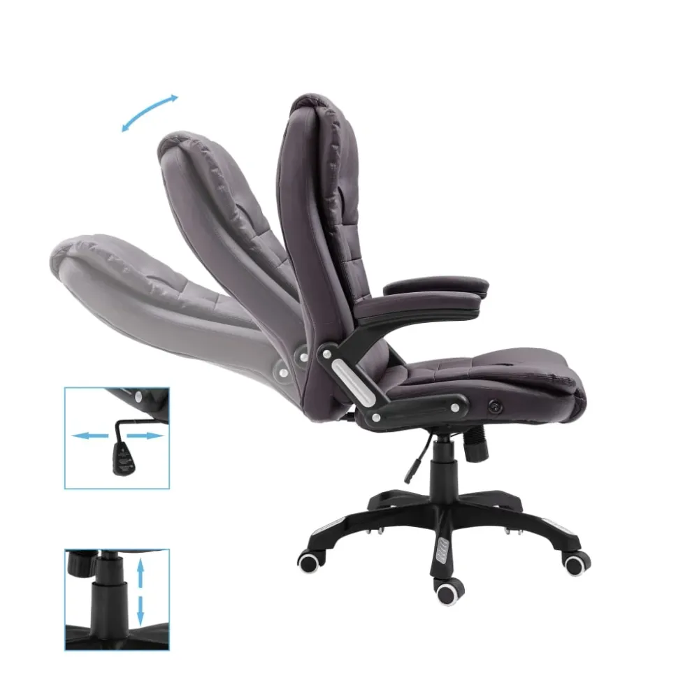 Chaise fauteuil siège de bureau informatique étude similicuir brun 02_0024032
