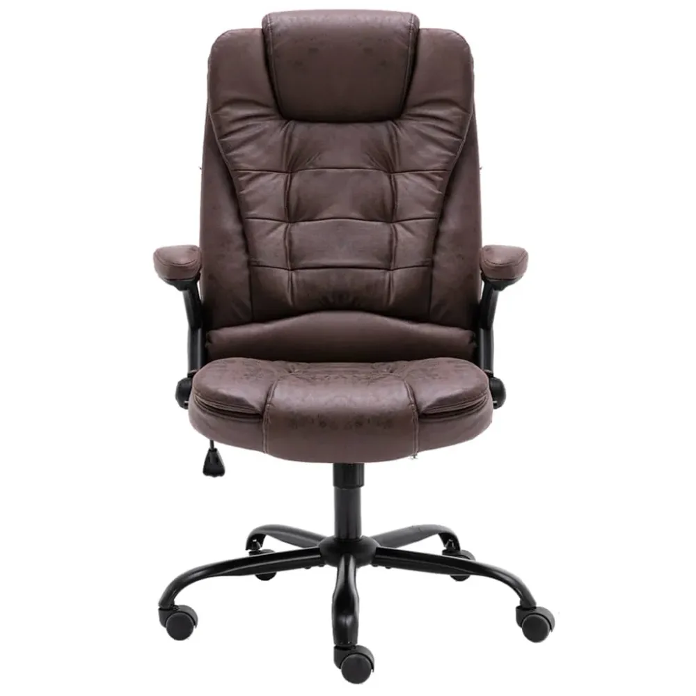 Chaise fauteuil siège de bureau informatique étude obscur similicuir daim brun 02_0024030