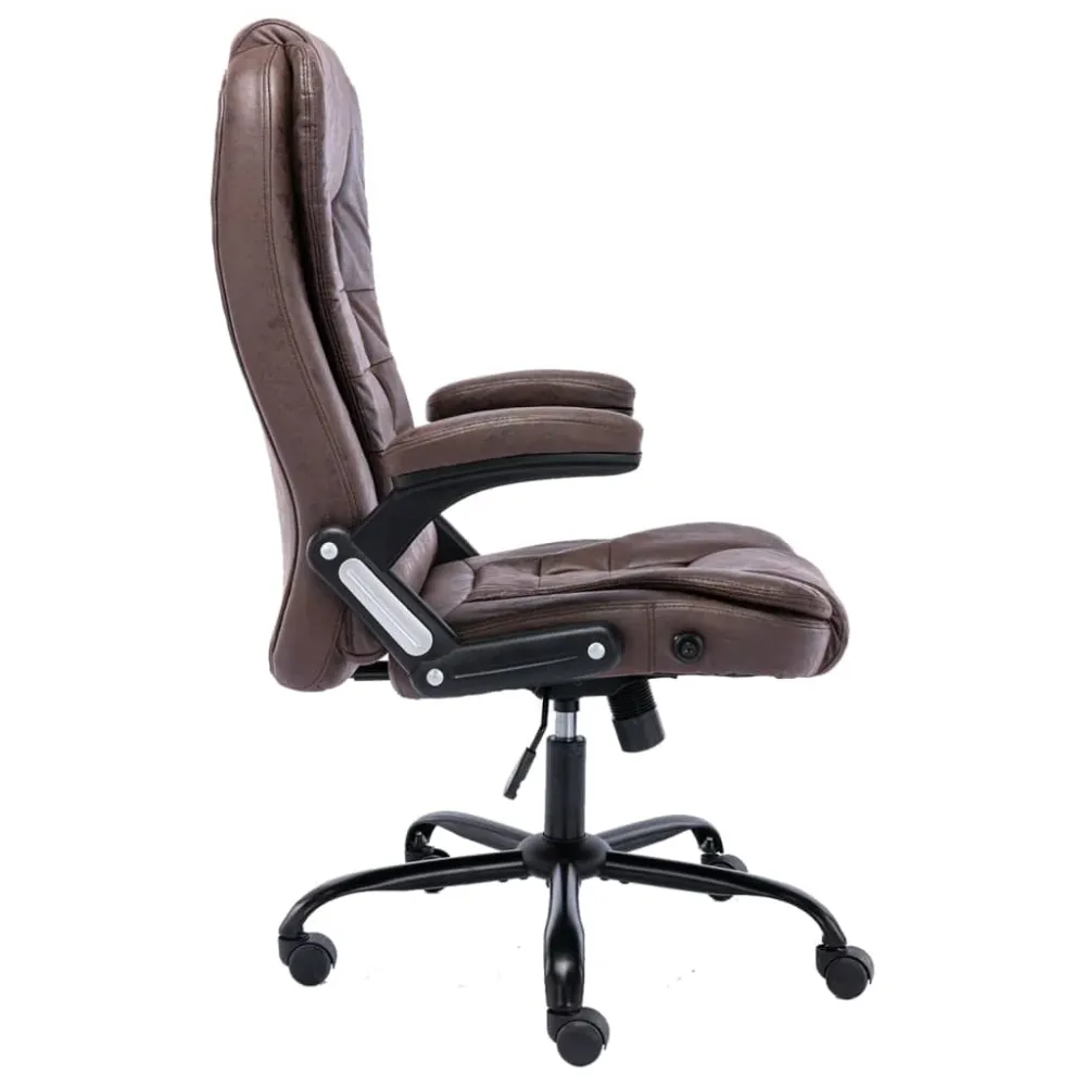 Chaise fauteuil siège de bureau informatique étude obscur similicuir daim brun 02_0024030