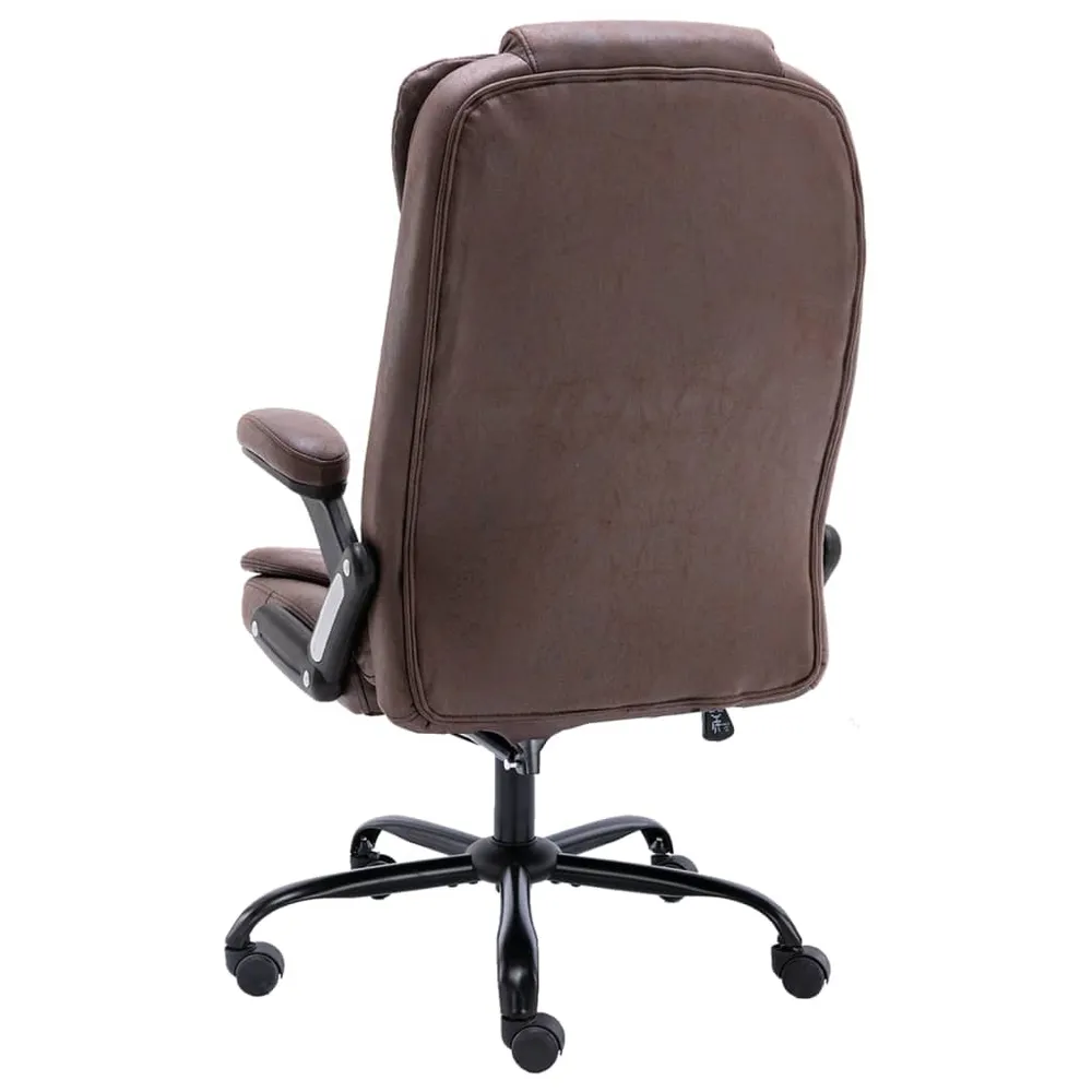 Chaise fauteuil siège de bureau informatique étude obscur similicuir daim brun 02_0024030