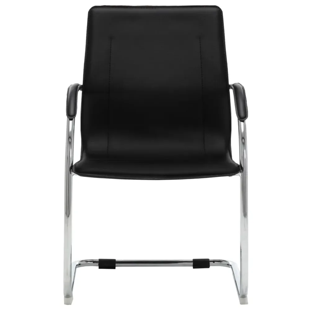 Chaise fauteuil siège de bureau informatique étude cantilever similicuir noir 02_0023995