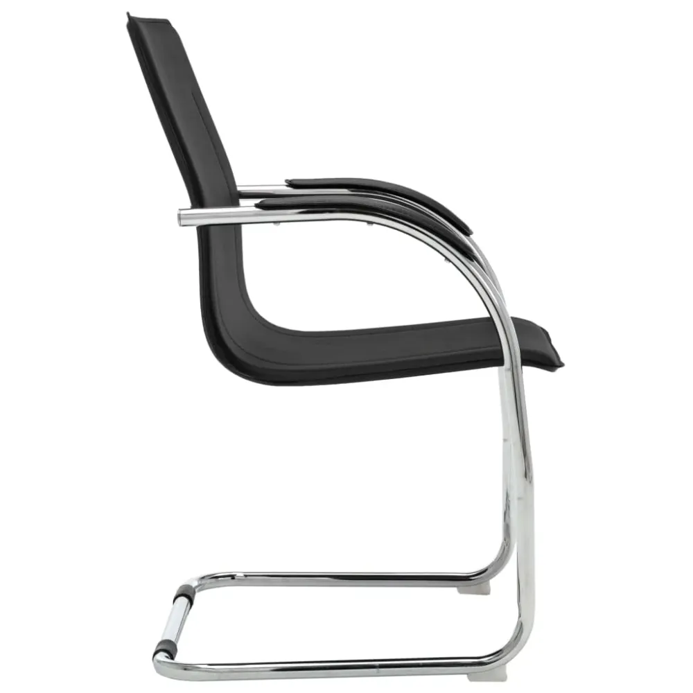 Chaise fauteuil siège de bureau informatique étude cantilever similicuir noir 02_0023995