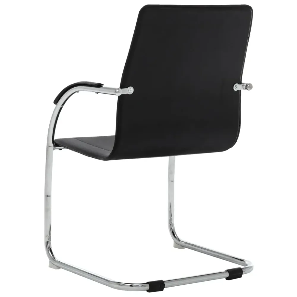 Chaise fauteuil siège de bureau informatique étude cantilever similicuir noir 02_0023995