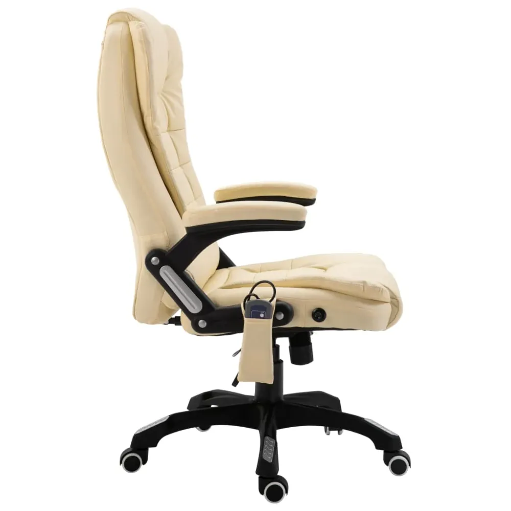 Chaise fauteuil siège de bureau informatique étude de massage similicuir crème 02_0024007