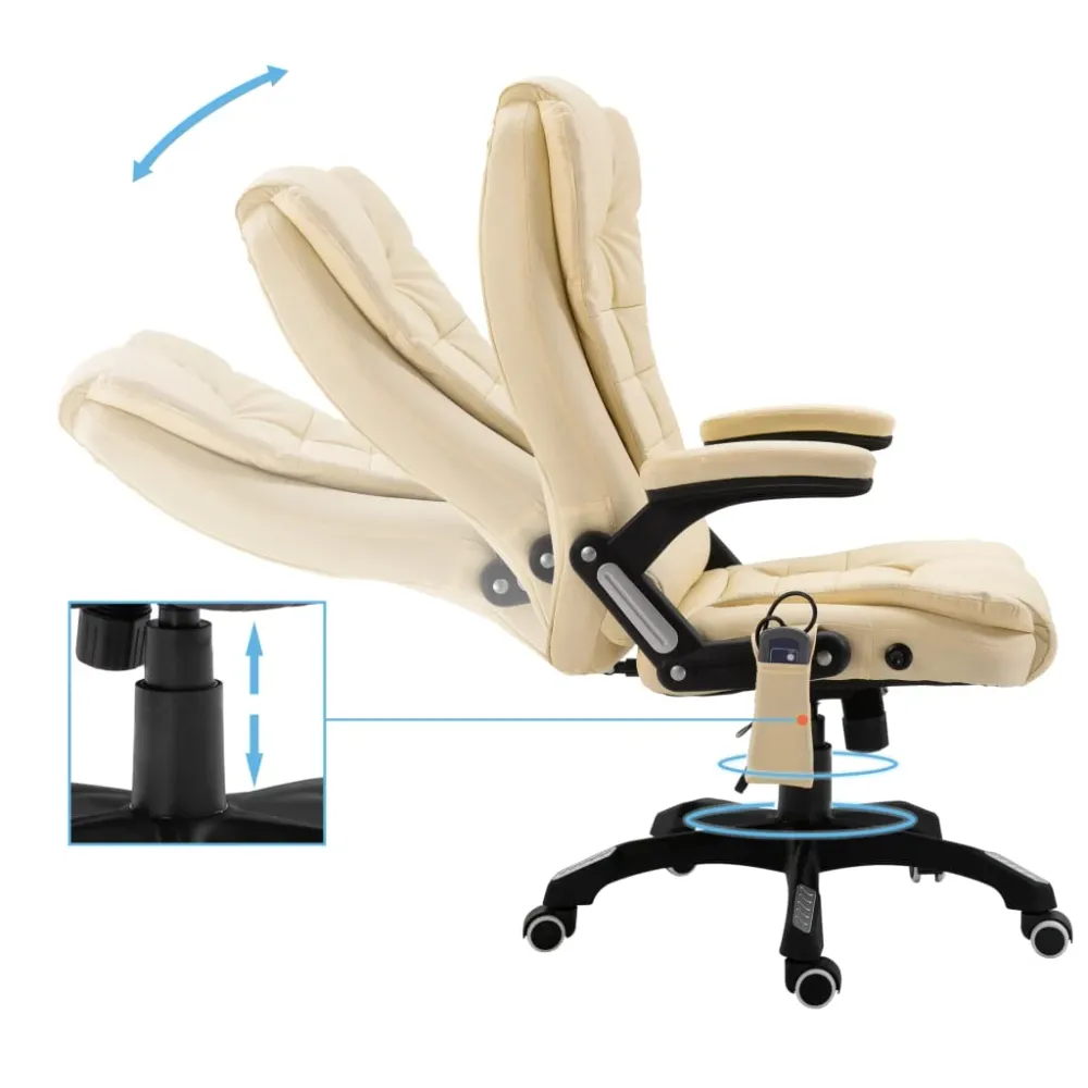 Chaise fauteuil siège de bureau informatique étude de massage similicuir crème 02_0024007