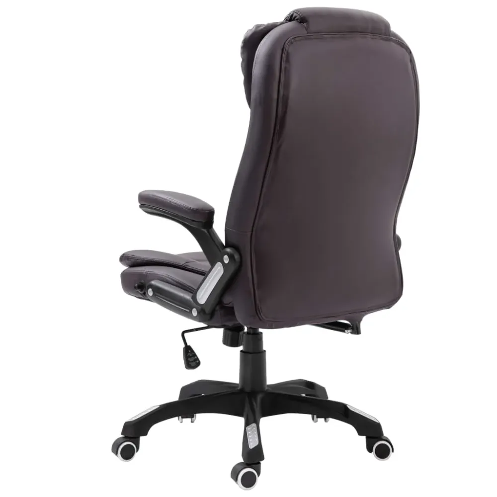 Chaise fauteuil siège de bureau informatique étude similicuir brun 02_0024032