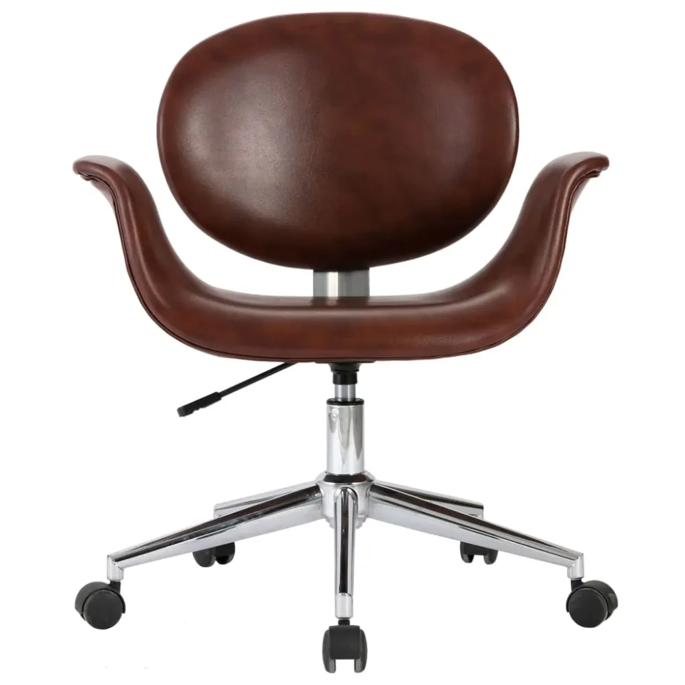 Chaise fauteuil siège pivotante de bureau informatique étude similicuir brun 02_0024144