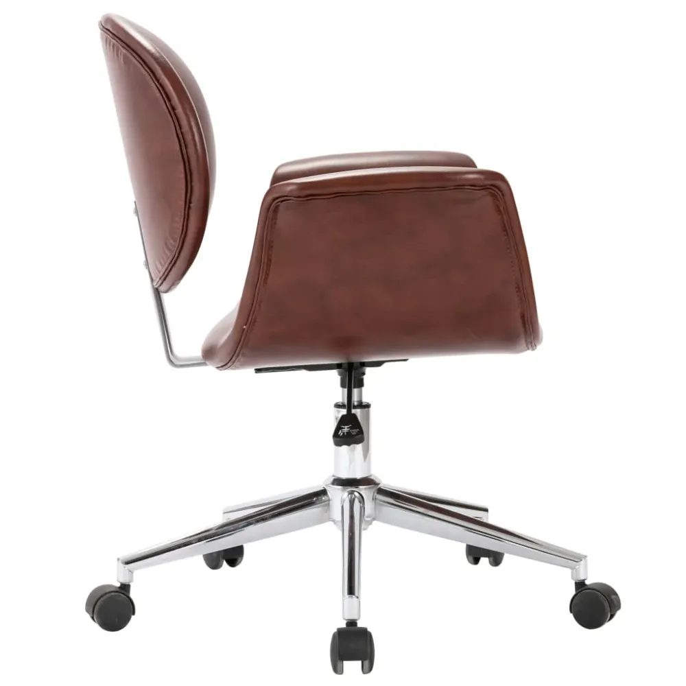 Chaise fauteuil siège pivotante de bureau informatique étude similicuir brun 02_0024144