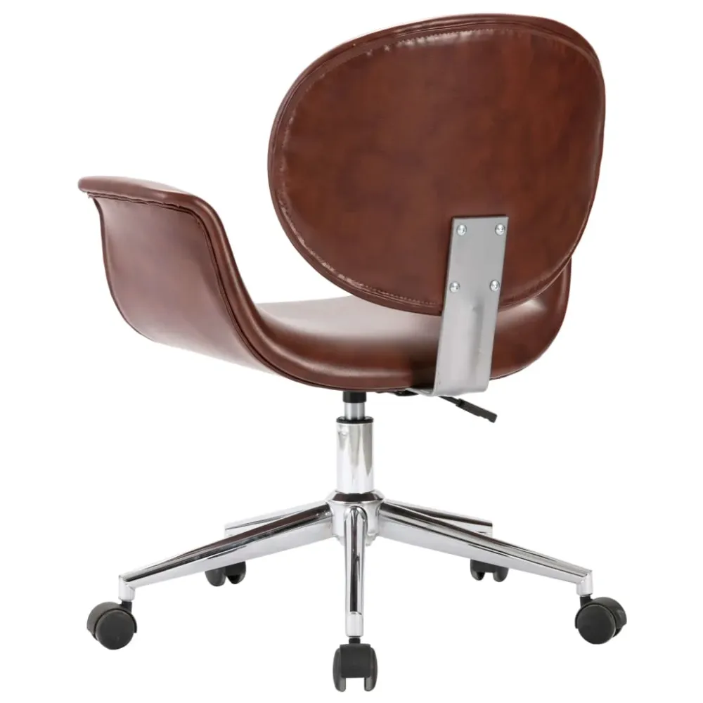 Chaise fauteuil siège pivotante de bureau informatique étude similicuir brun 02_0024144