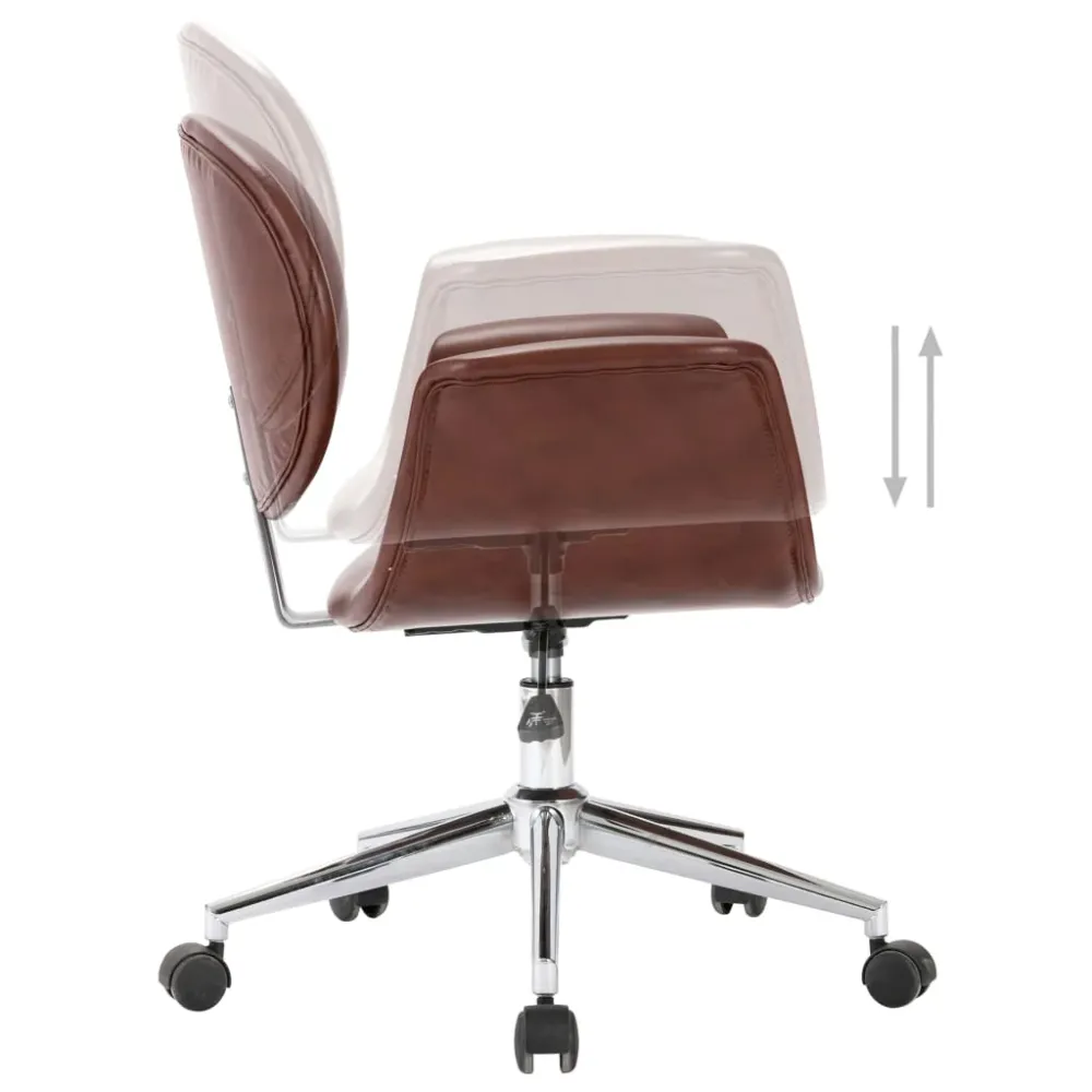 Chaise fauteuil siège pivotante de bureau informatique étude similicuir brun 02_0024144