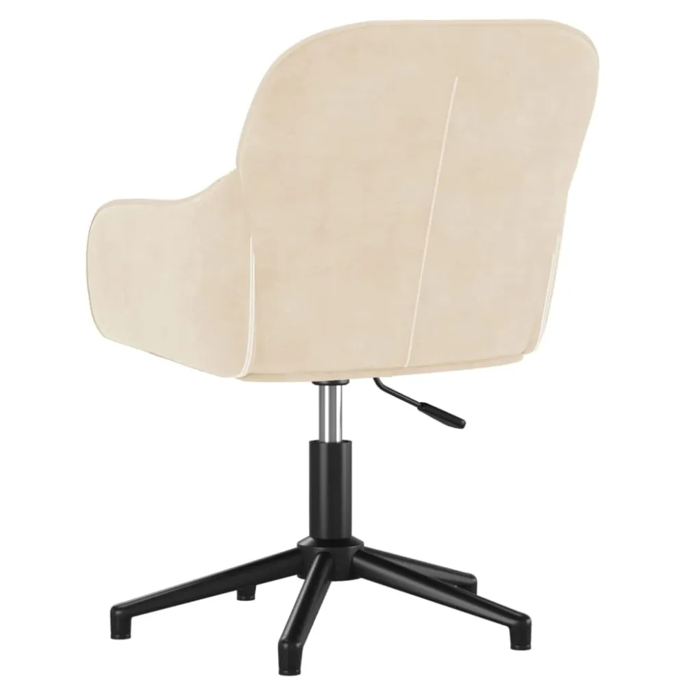 Chaise fauteuil siège pivotante de bureau informatique étude velours crème 02_0024104