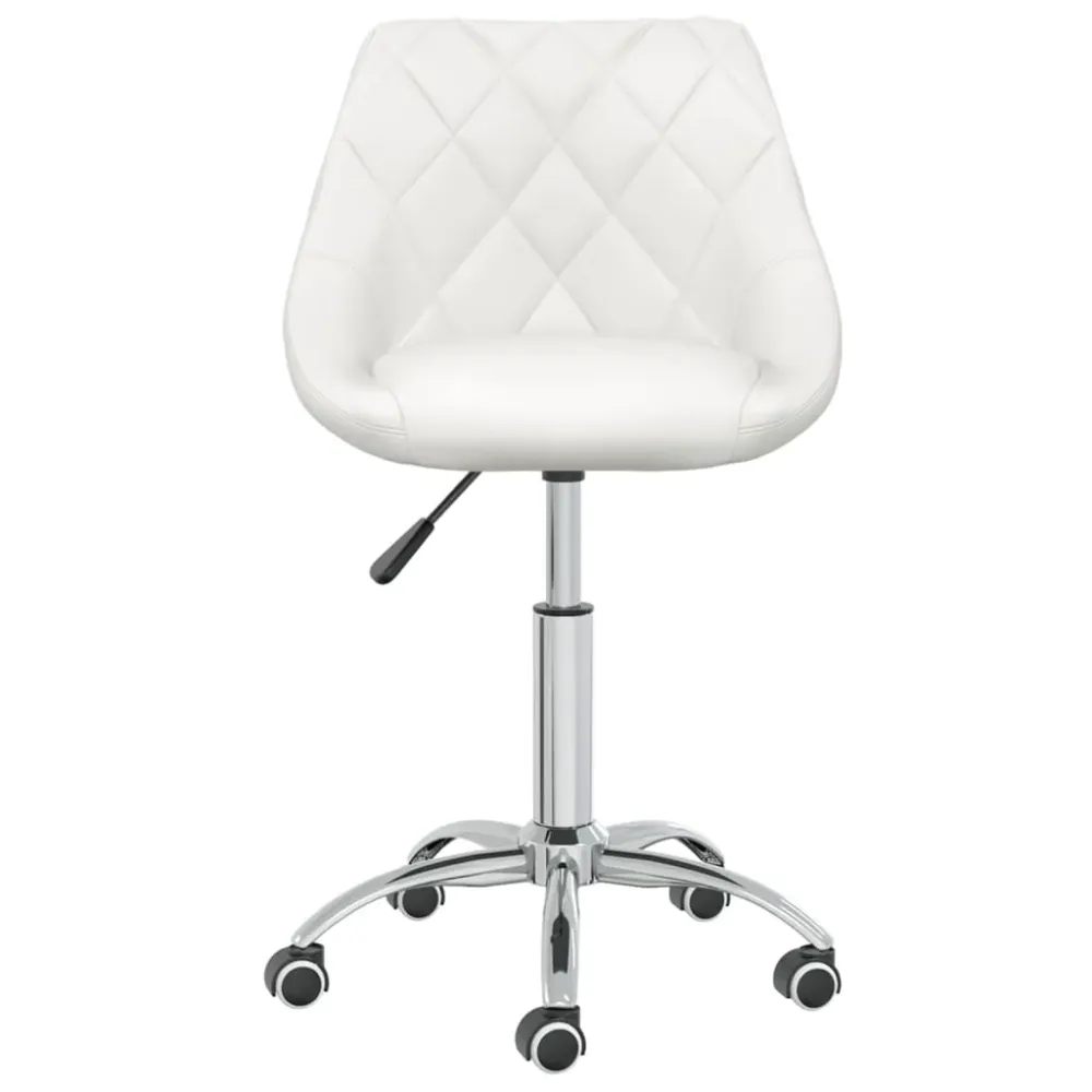 Chaise fauteuil siège pivotante de bureau informatique étude similicuir blanc 02_0024085