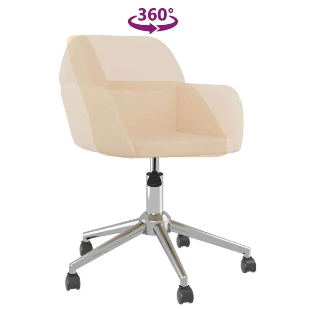 Chaise fauteuil siège pivotante de bureau informatique étude tissu crème 02_0024100
