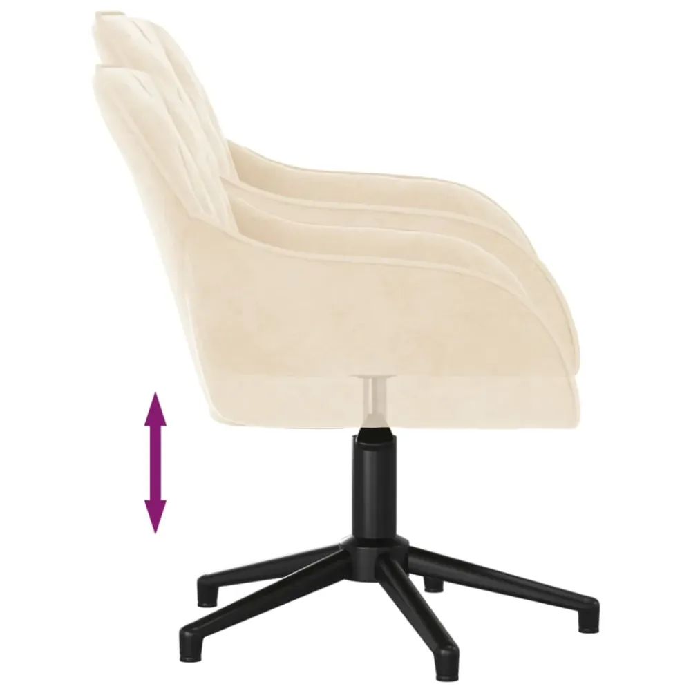 Chaise fauteuil siège pivotante de bureau informatique étude velours crème 02_0024104
