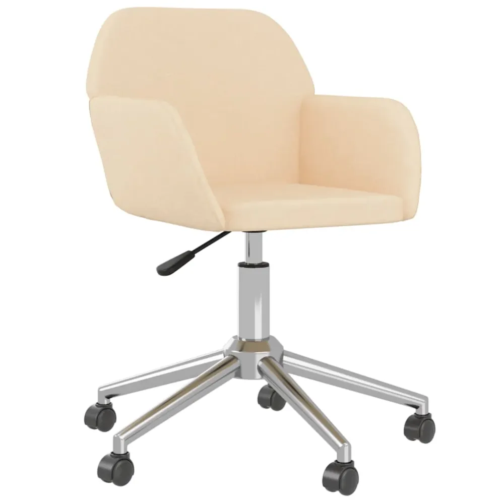 Chaise fauteuil siège pivotante de bureau informatique étude tissu crème 02_0024100