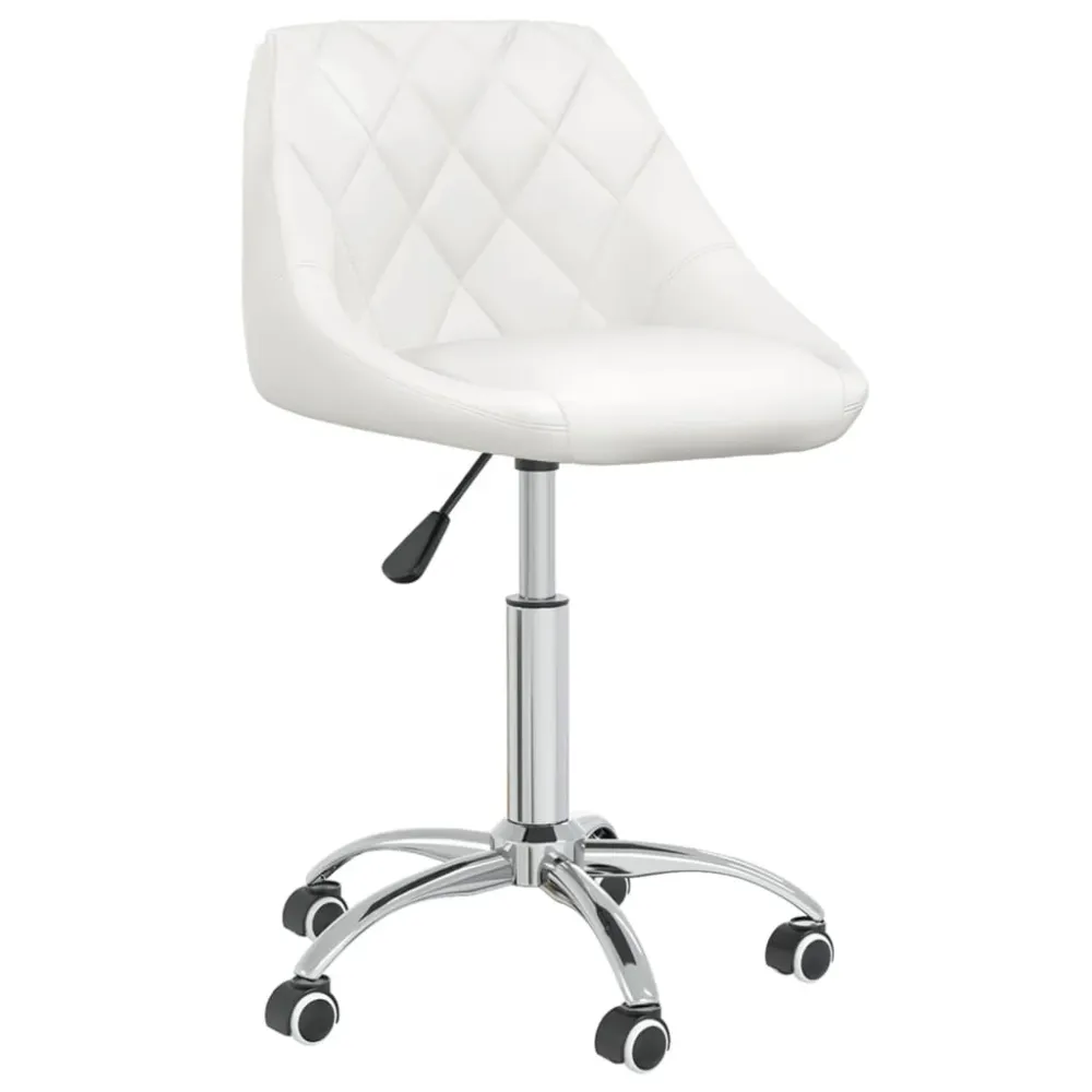 Chaise fauteuil siège pivotante de bureau informatique étude similicuir blanc 02_0024085