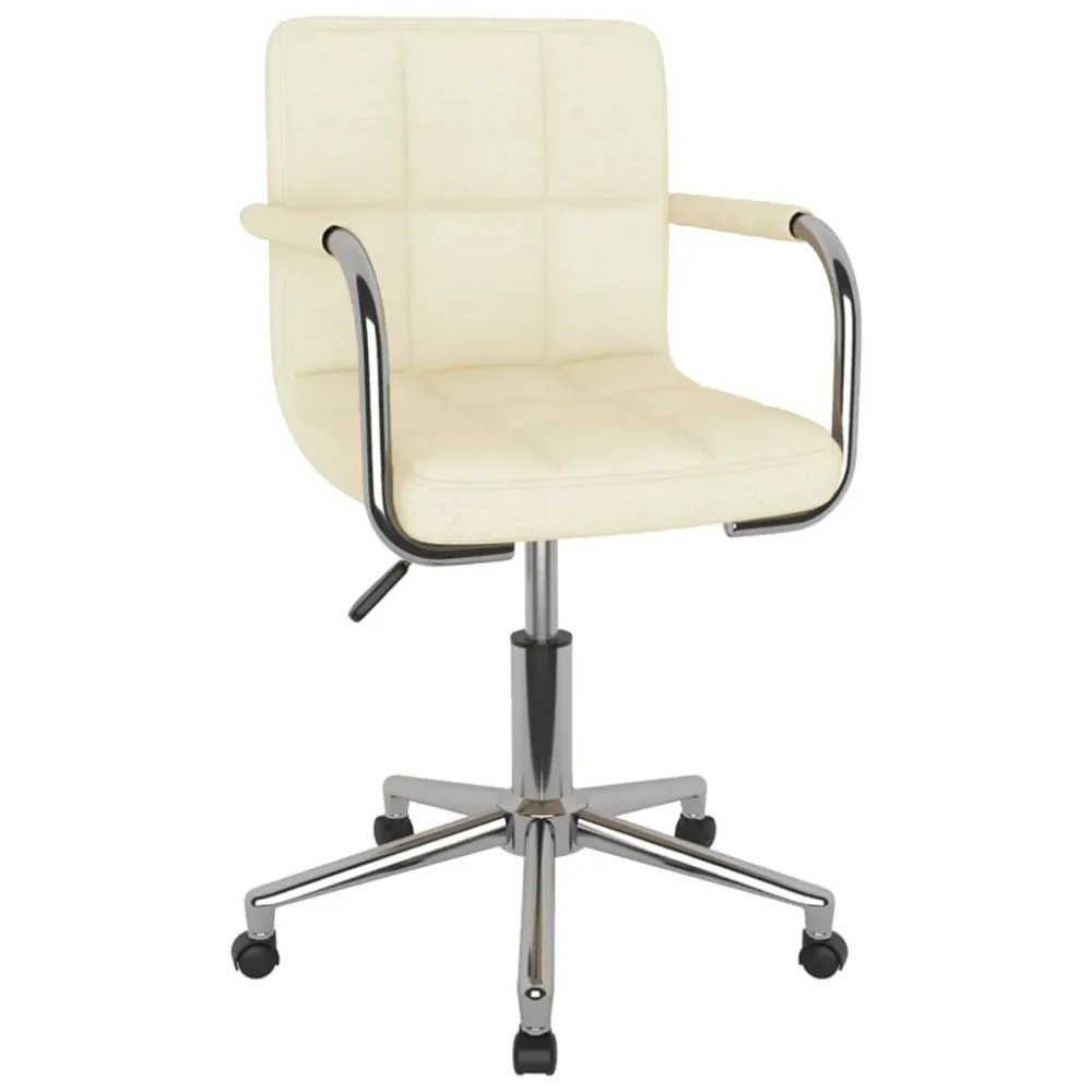 Chaise fauteuil siège pivotante de bureau informatique étude tissu crème 02_0024098