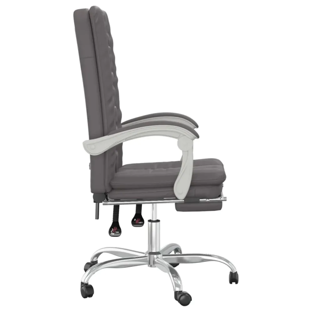 Chaise fauteuil siège pivotante de inclinable de bureau informatique étude similicuir gris 02_0024250