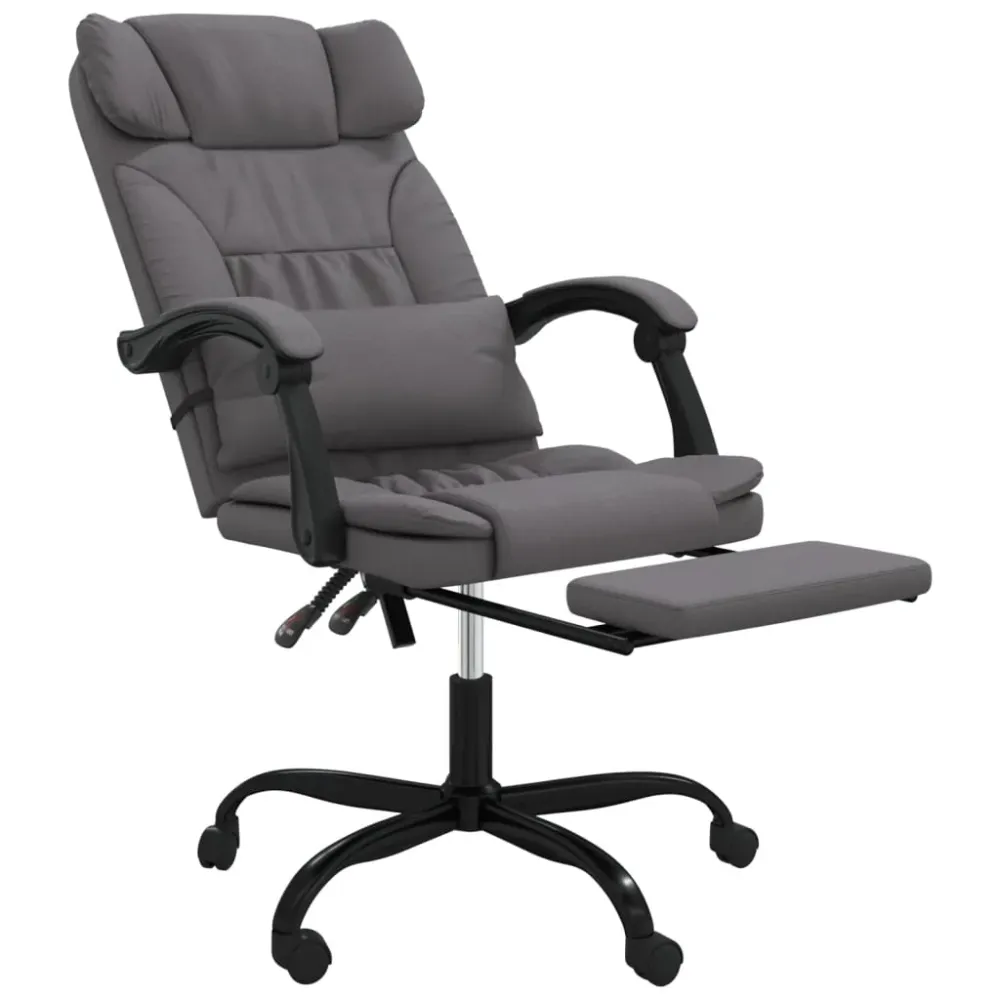 Chaise fauteuil siège pivotante de inclinable de bureau informatique étude similicuir gris 02_0024247