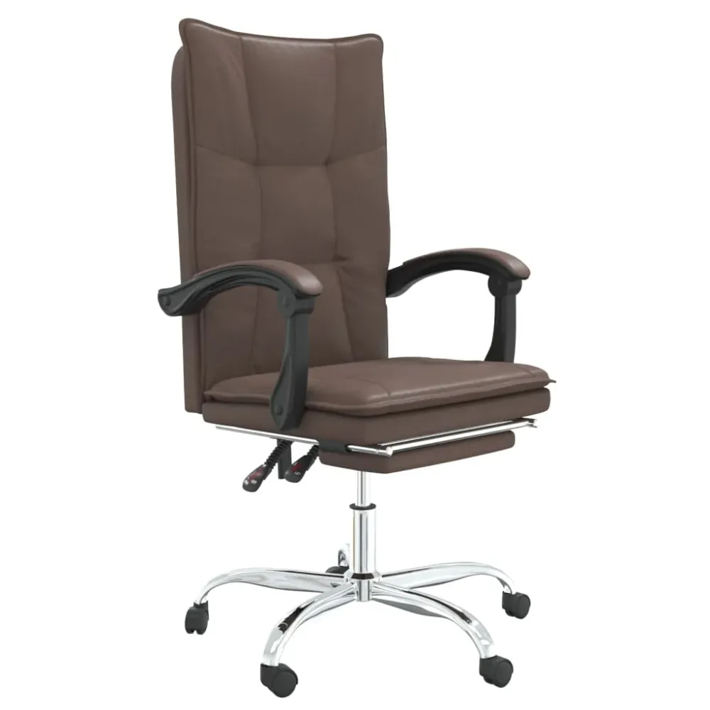 Chaise fauteuil siège pivotante de inclinable de bureau informatique étude similicuir brun 02_0024253