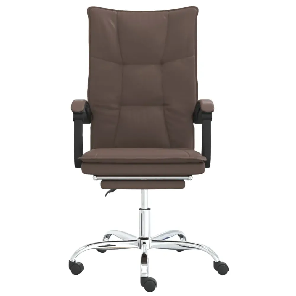 Chaise fauteuil siège pivotante de inclinable de bureau informatique étude similicuir brun 02_0024253