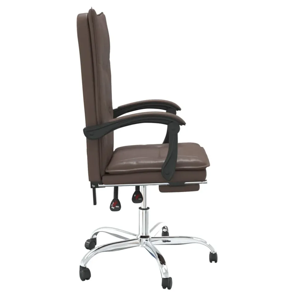 Chaise fauteuil siège pivotante de inclinable de bureau informatique étude similicuir brun 02_0024253