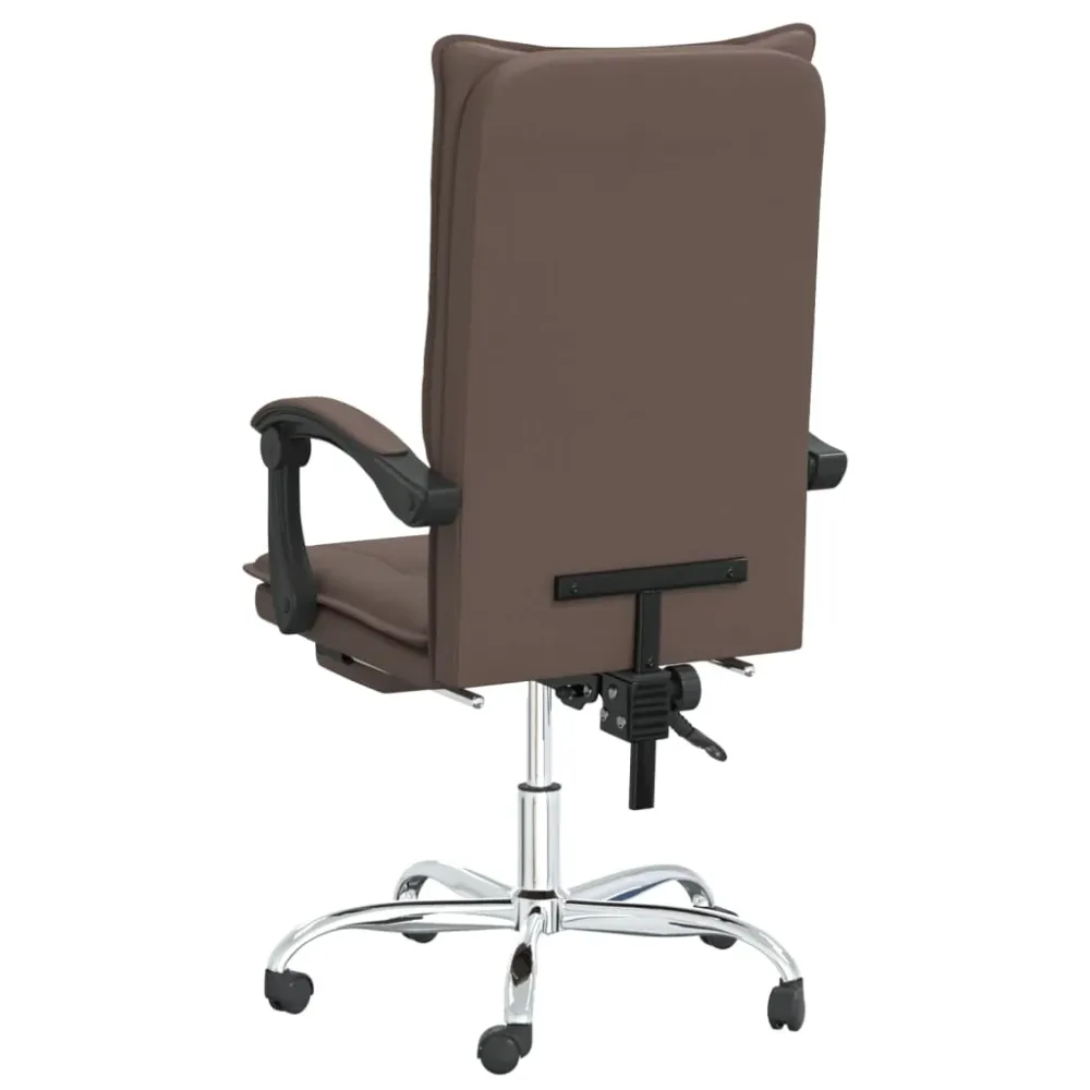 Chaise fauteuil siège pivotante de inclinable de bureau informatique étude similicuir brun 02_0024253
