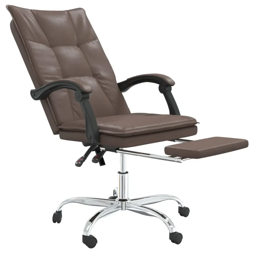 Chaise fauteuil siège pivotante de inclinable de bureau informatique étude similicuir brun 02_0024253