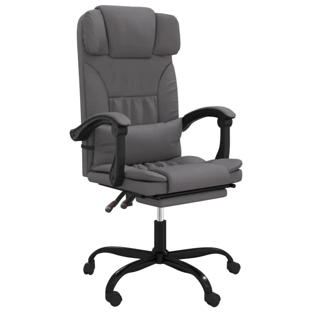 Chaise fauteuil siège pivotante de inclinable de bureau informatique étude similicuir gris 02_0024247