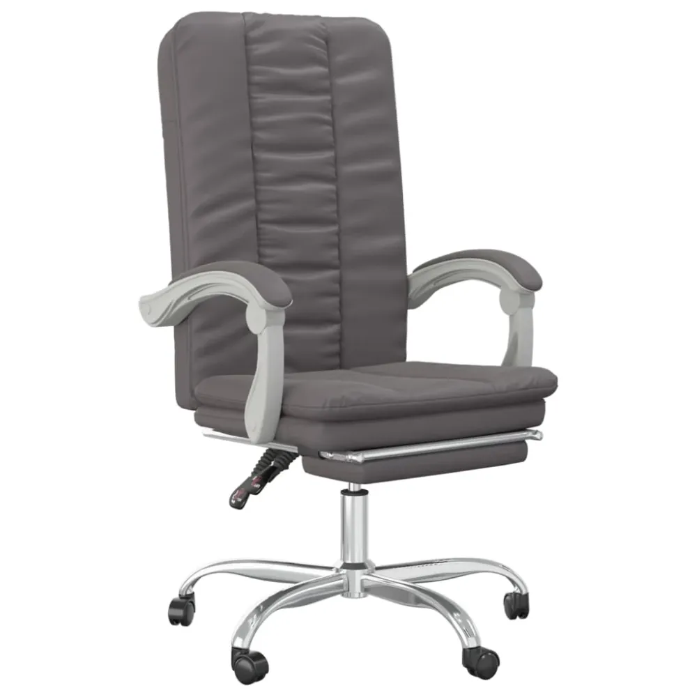 Chaise fauteuil siège pivotante de inclinable de bureau informatique étude similicuir gris 02_0024250