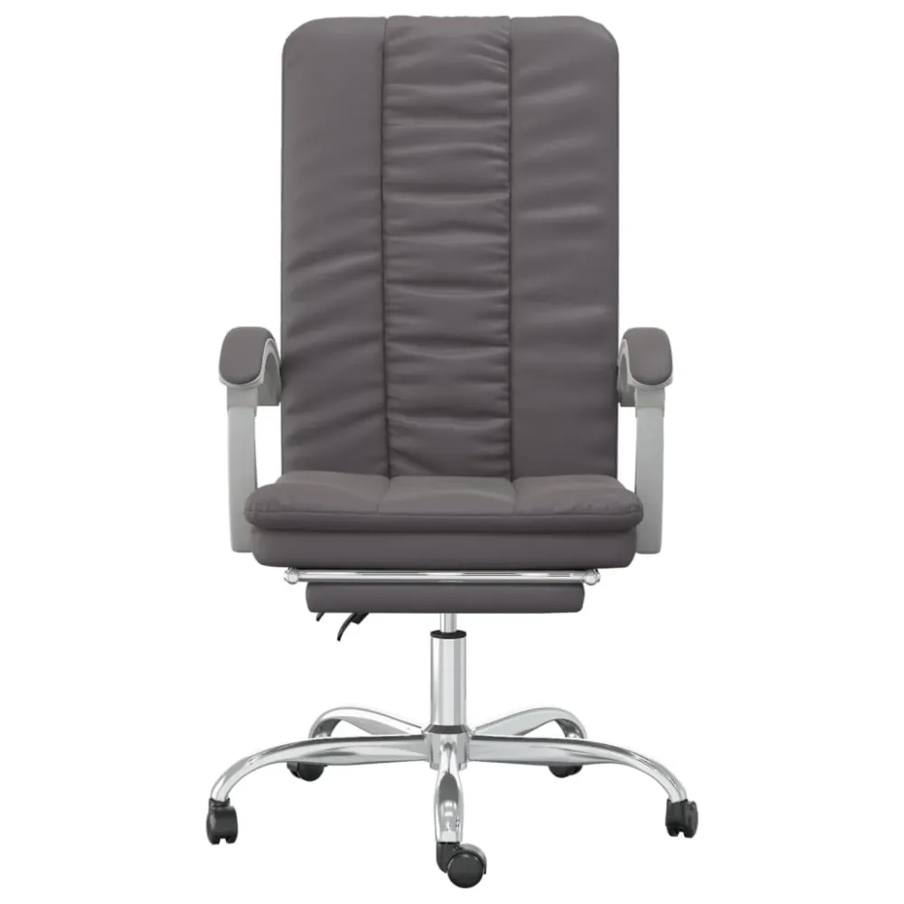 Chaise fauteuil siège pivotante de inclinable de bureau informatique étude similicuir gris 02_0024250
