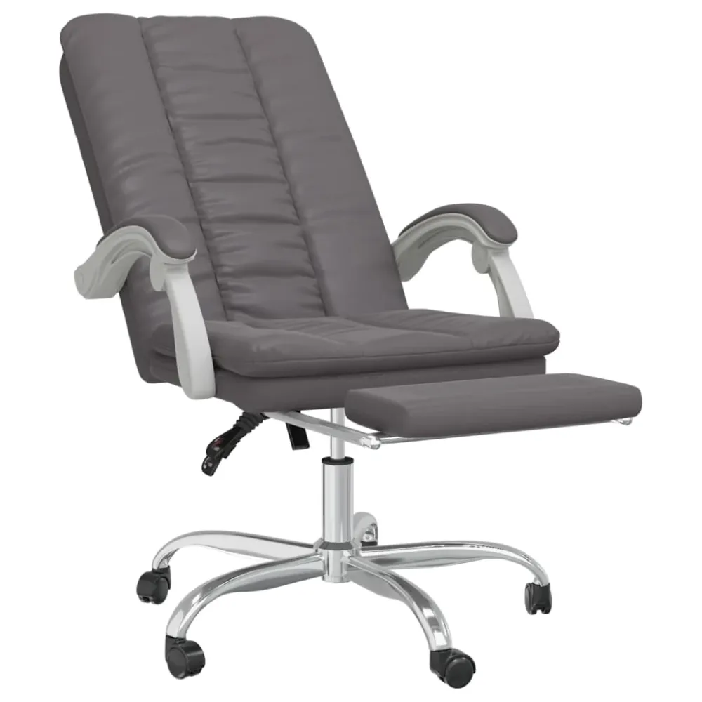 Chaise fauteuil siège pivotante de inclinable de bureau informatique étude similicuir gris 02_0024250