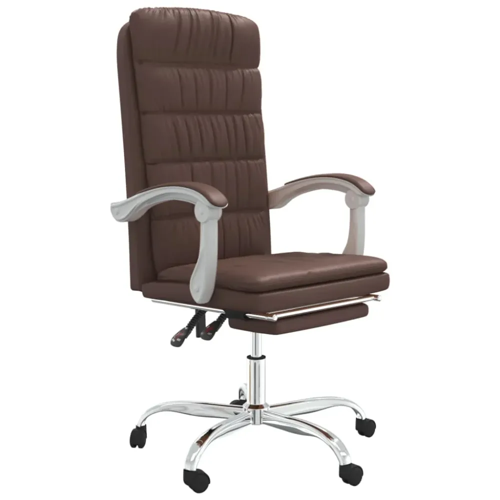 Chaise fauteuil siège pivotante de inclinable de bureau informatique étude similicuir brun 02_0024255
