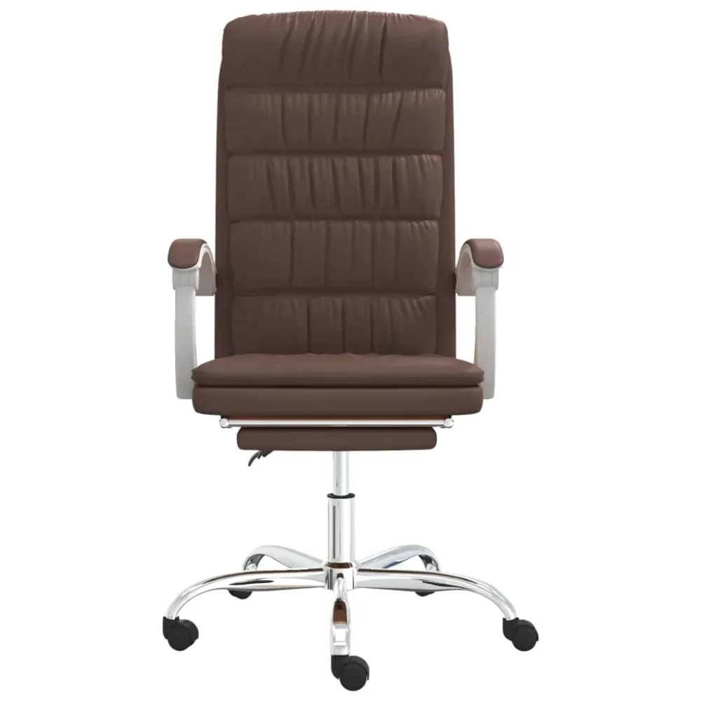 Chaise fauteuil siège pivotante de inclinable de bureau informatique étude similicuir brun 02_0024255