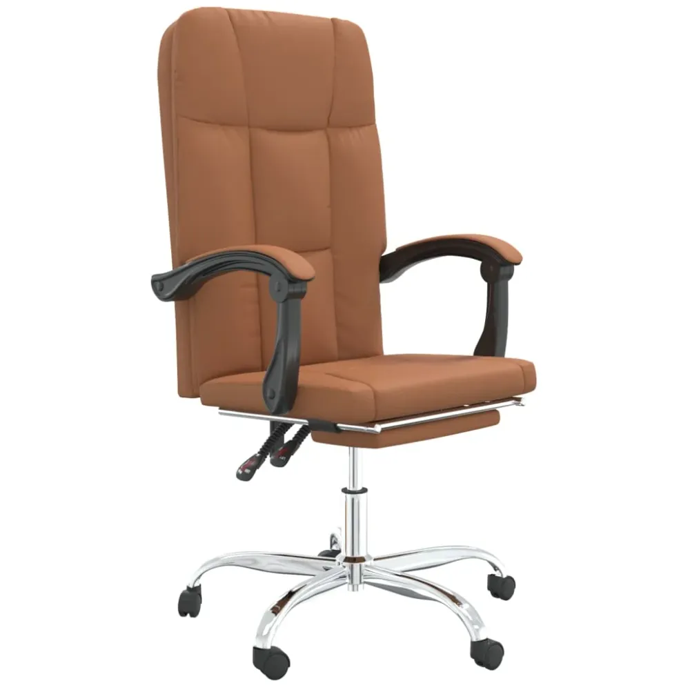 Chaise fauteuil siège pivotante de inclinable de bureau informatique étude similicuir brun 02_0024257