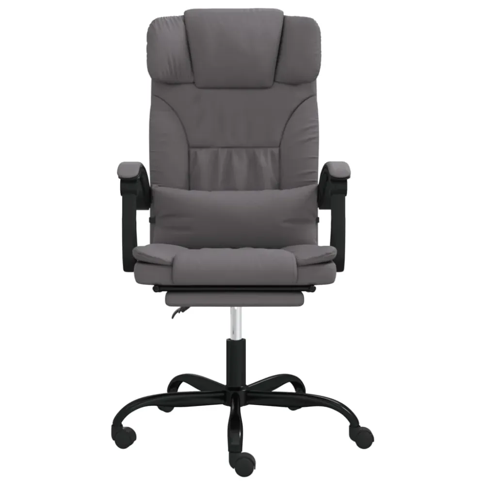 Chaise fauteuil siège pivotante de inclinable de bureau informatique étude similicuir gris 02_0024247