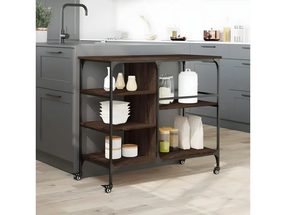 Chariot de cuisine chêne marron 100x45x89,5 bois d'ingénierie