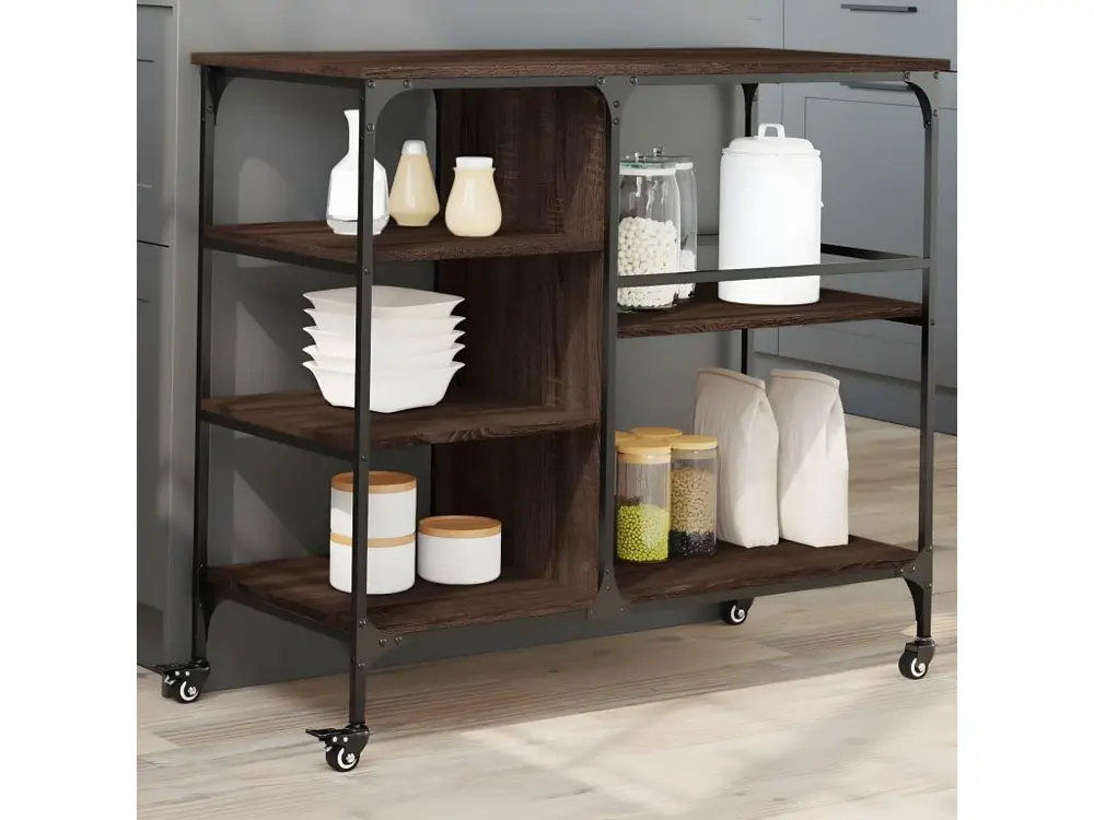 Chariot de cuisine chêne marron 100x45x89,5 bois d'ingénierie