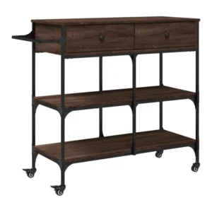 Chariot de cuisine chêne marron 105x42x95 bois d'ingénierie
