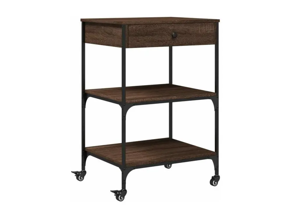 Chariot de cuisine chêne marron 60x48x89,5 cm bois d'ingénierie