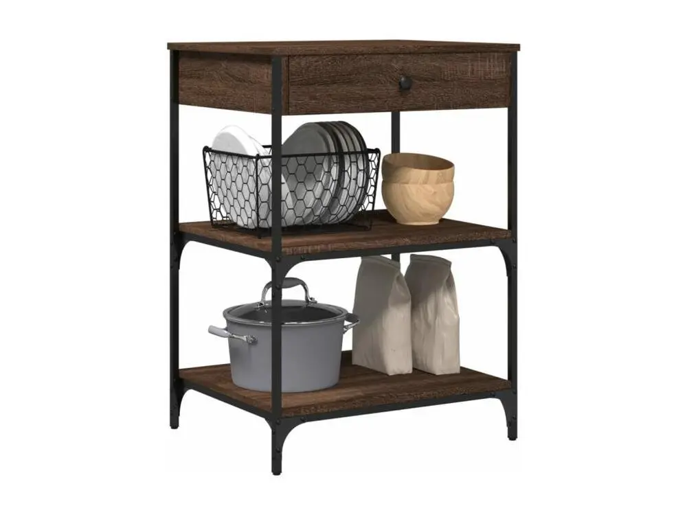 Chariot de cuisine chêne marron 60x48x89,5 cm bois d'ingénierie