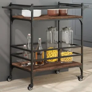 Chariot de cuisine chêne marron 82x40x78,5 cm bois d'ingénierie